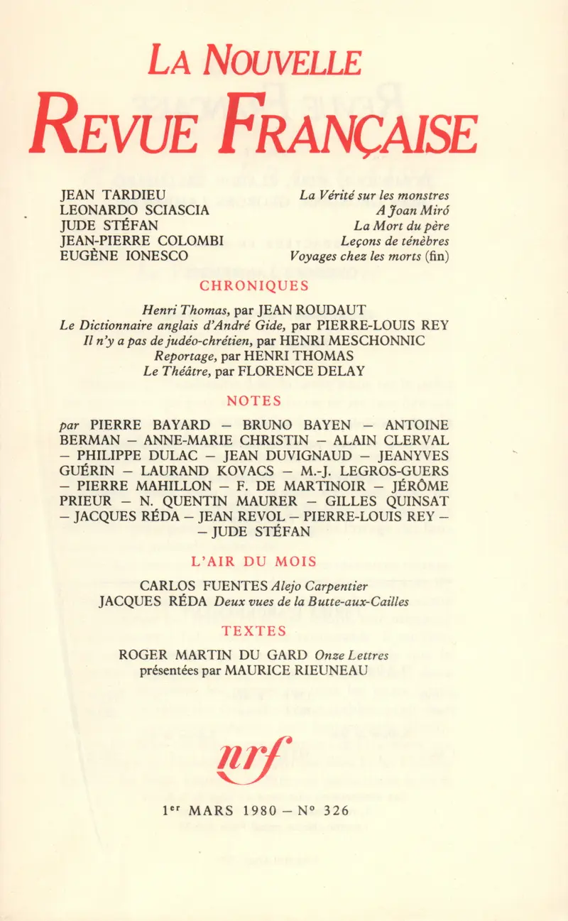 La Nouvelle Revue Française - Collectif