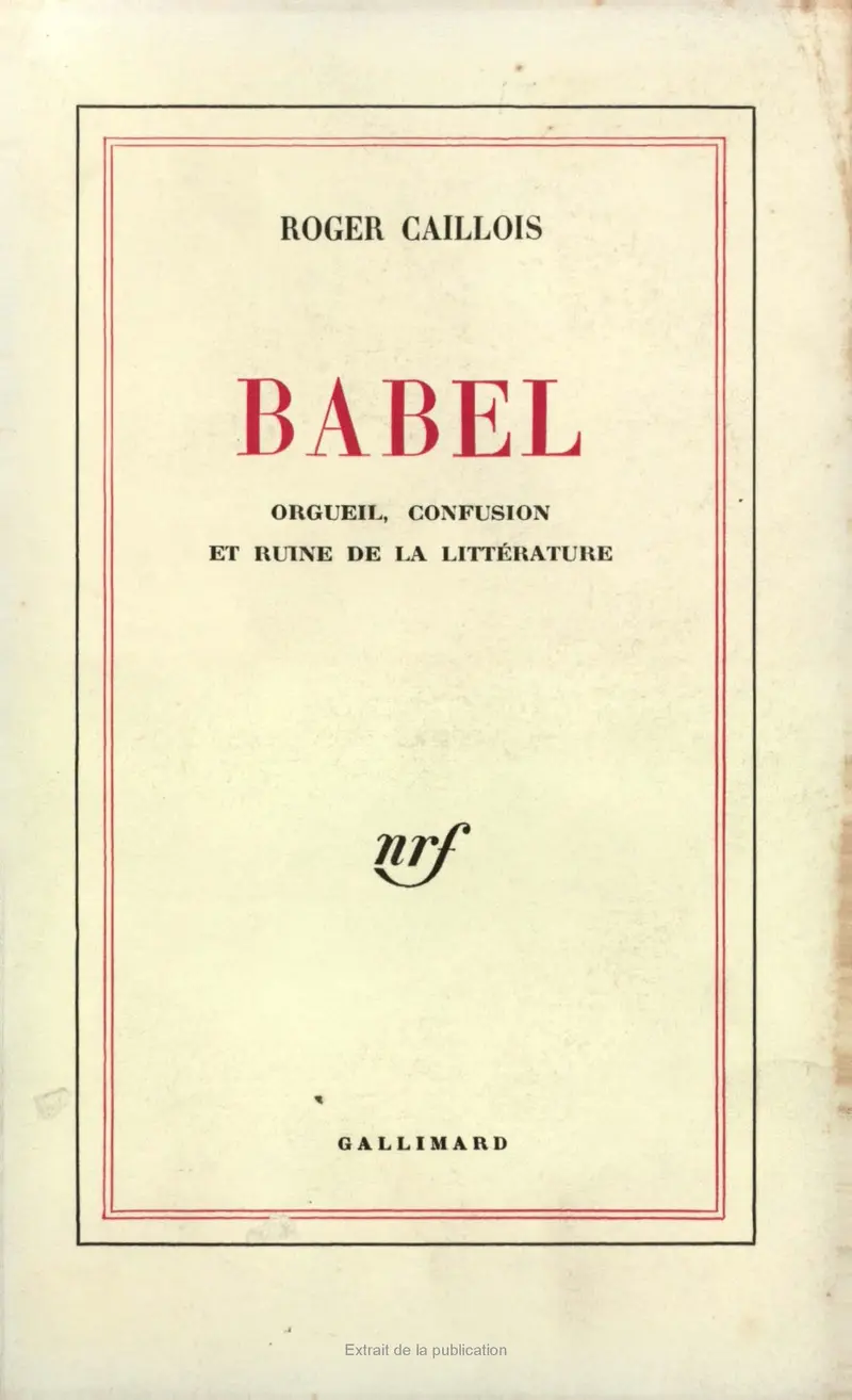 Babel - Roger Caillois