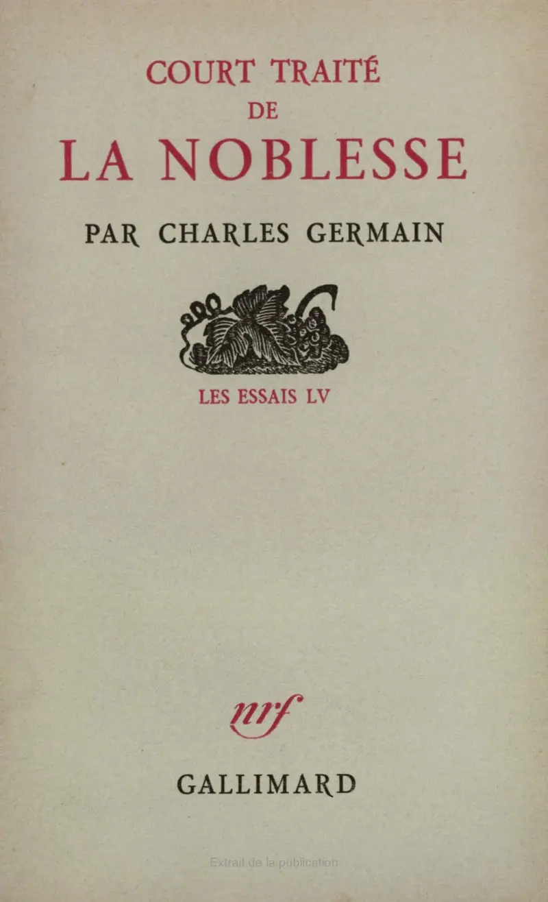 Court traité de la noblesse - Charles Germain