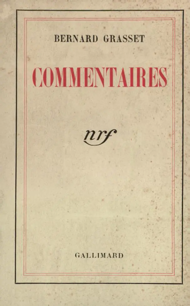 Commentaires - Bernard Grasset