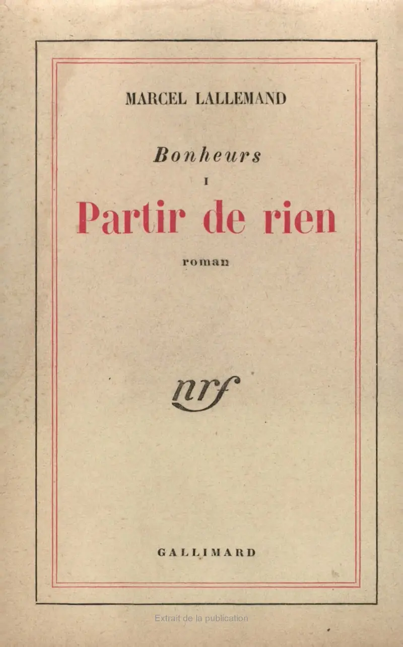 Partir de rien - Marcel Lallemand