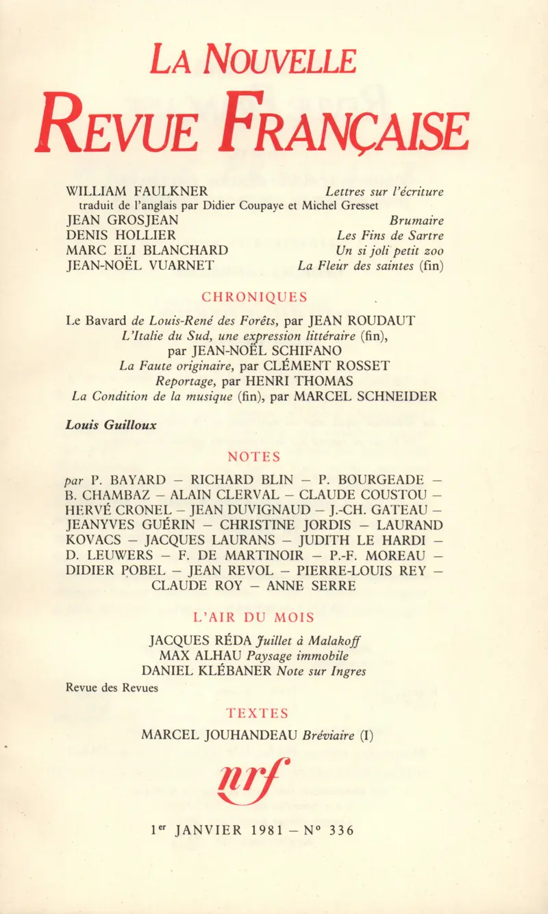 La Nouvelle Revue Française - Collectif