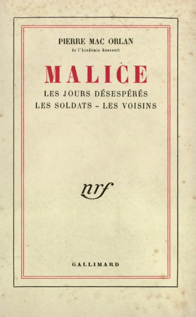Malice - Pierre Mac Orlan
