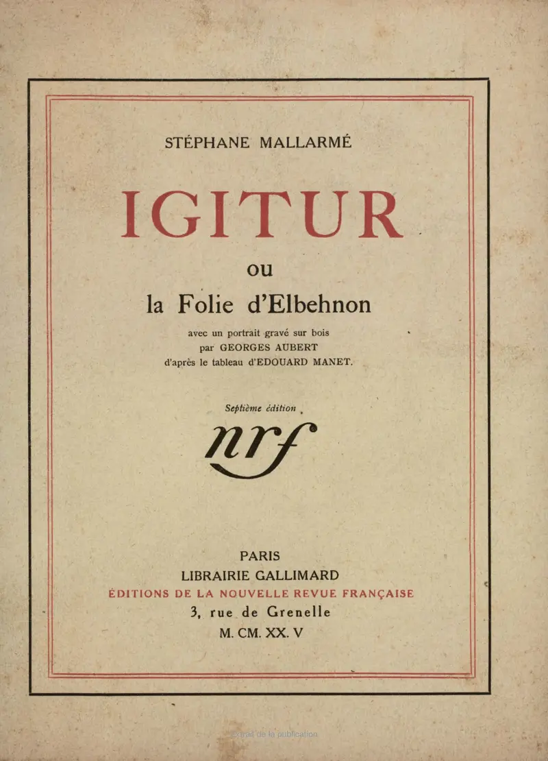 Igitur ou la folie d'Elbehnon - Stéphane Mallarmé