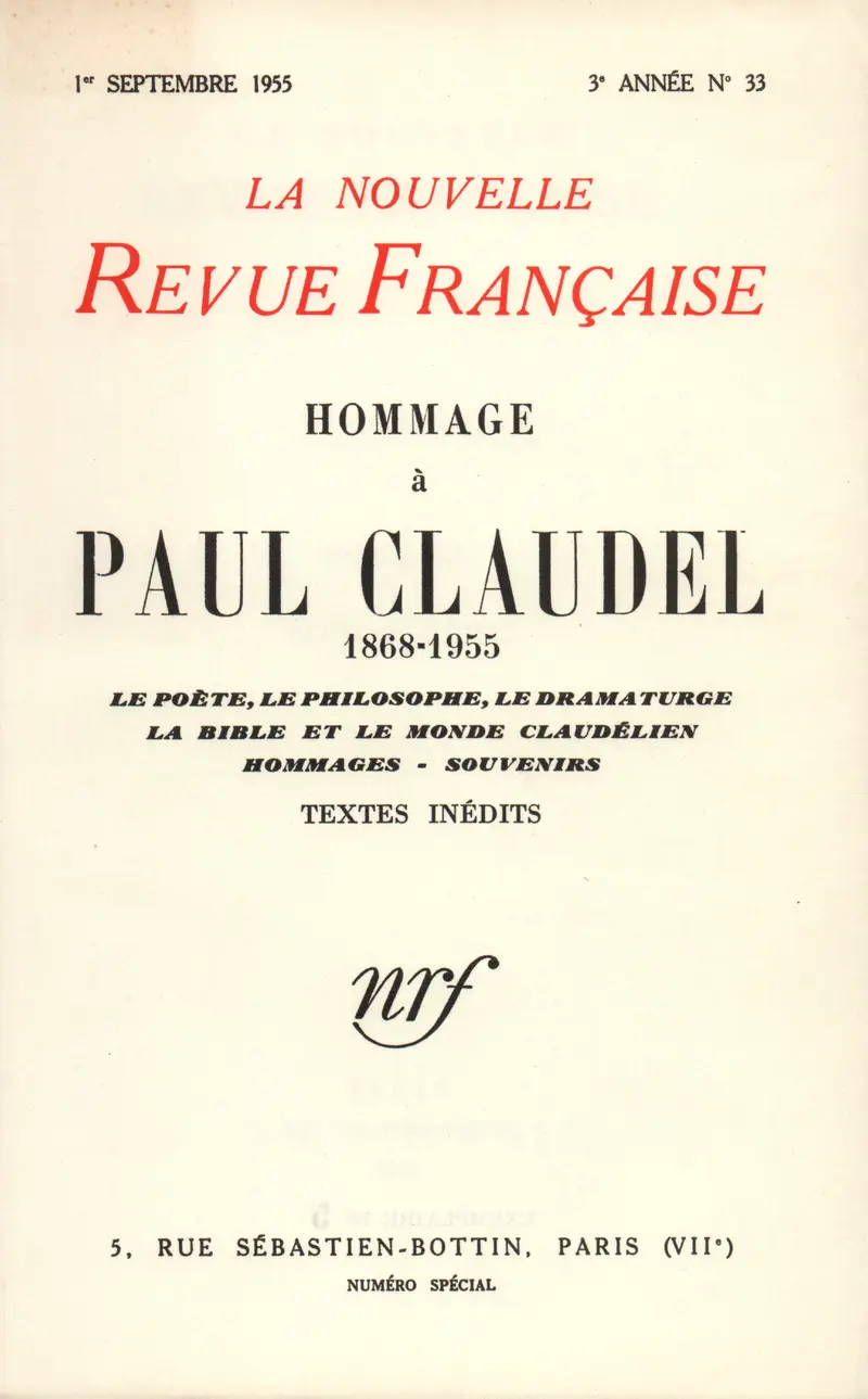Hommage à Paul Claudel - Collectif