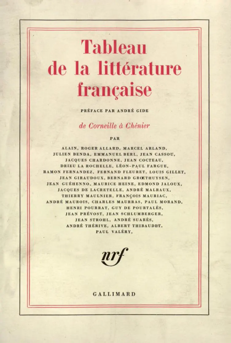 Tableau de la littérature française - Collectif