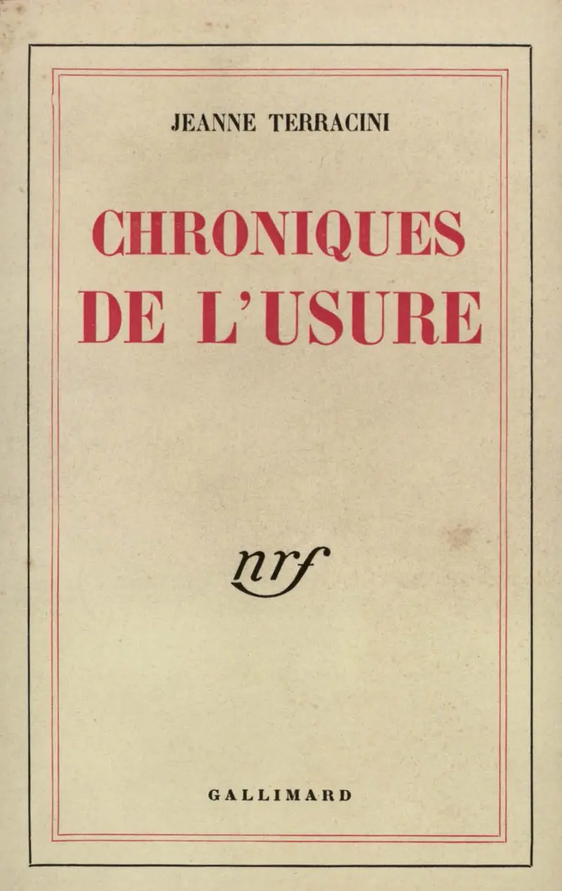 Chroniques de l'usure - Jeanne Terracini
