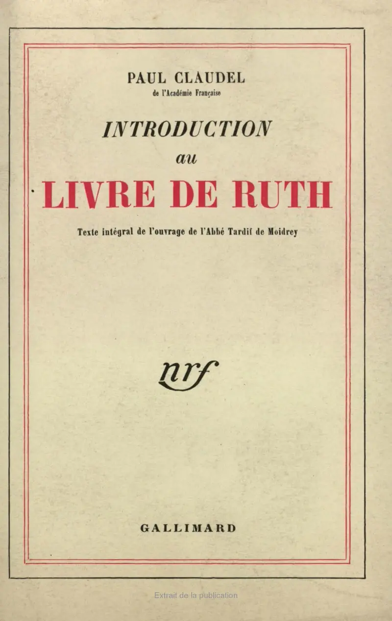Introduction au Livre de Ruth - Paul Claudel