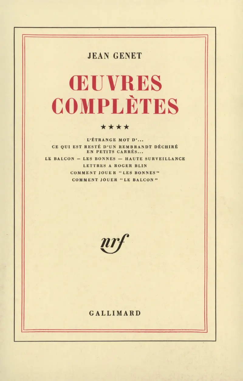 Œuvres complètes - 4 - Jean Genet