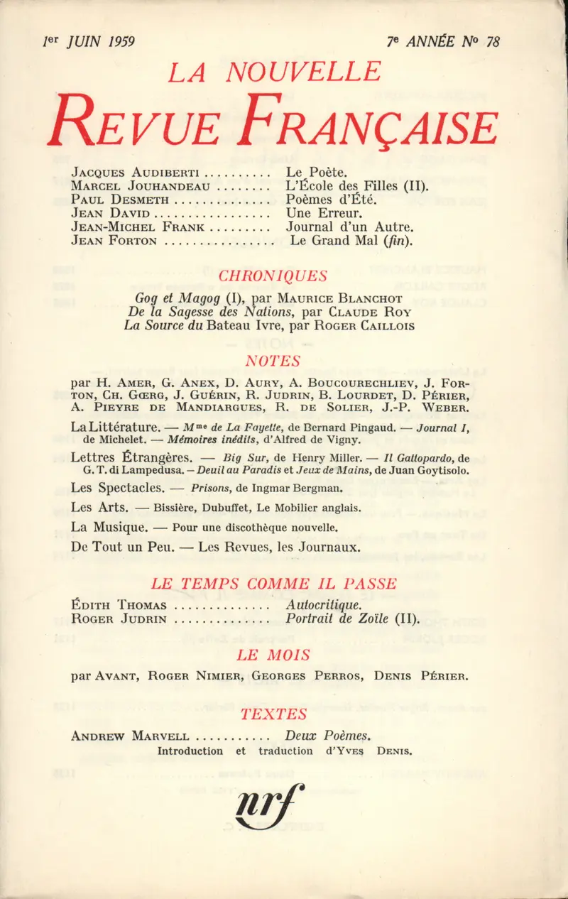 La Nouvelle Revue Française - Collectif