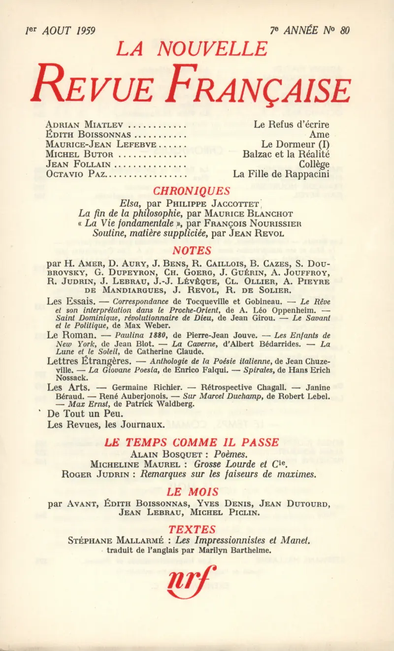 La Nouvelle Revue Française - Collectif