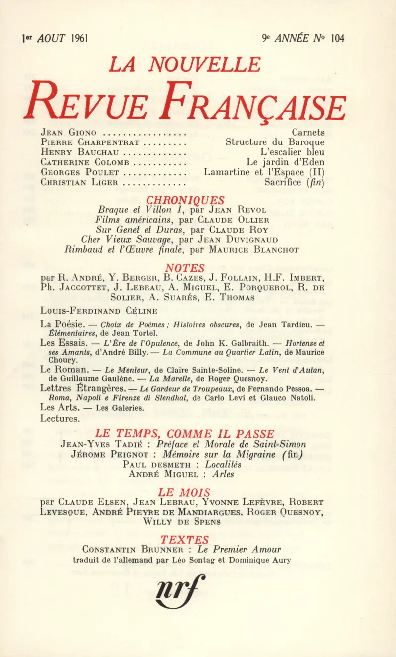La Nouvelle Revue Française - Collectif