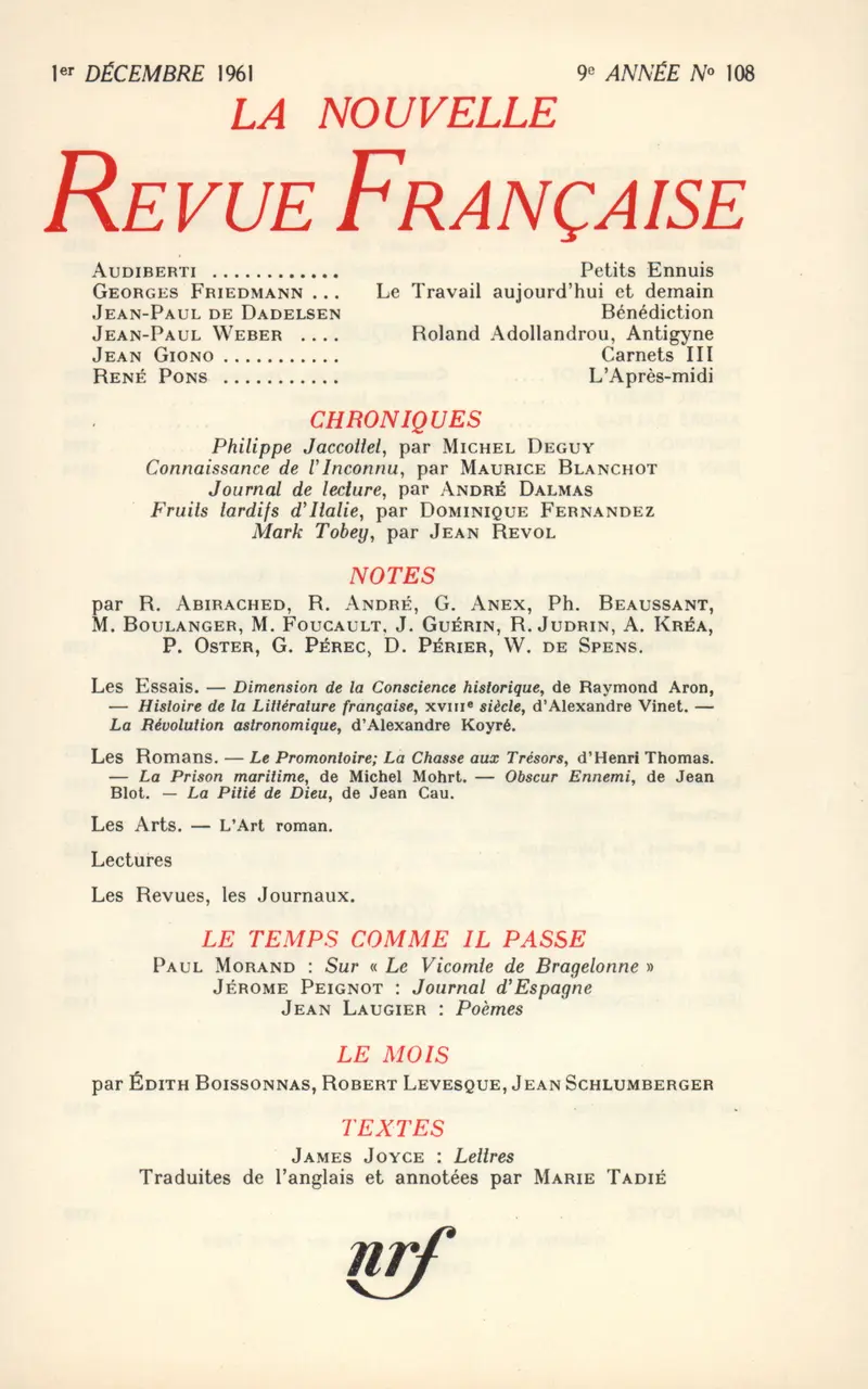 La Nouvelle Revue Française - Collectif