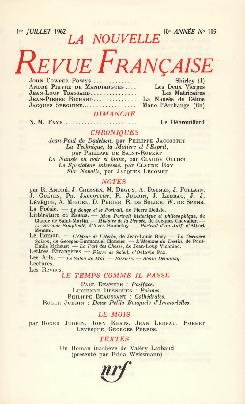 La Nouvelle Revue Française - Collectif