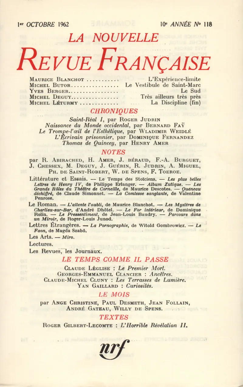 La Nouvelle Revue Française - Collectif