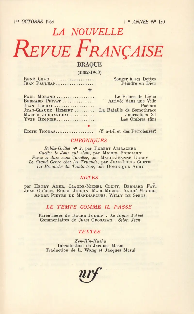 La Nouvelle Revue Française - Collectif
