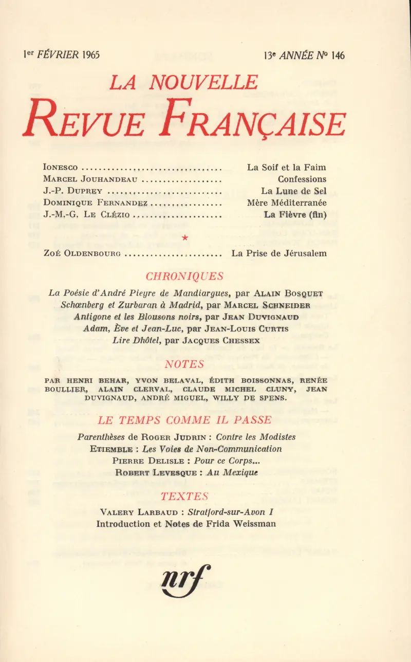 La Nouvelle Revue Française - Collectif