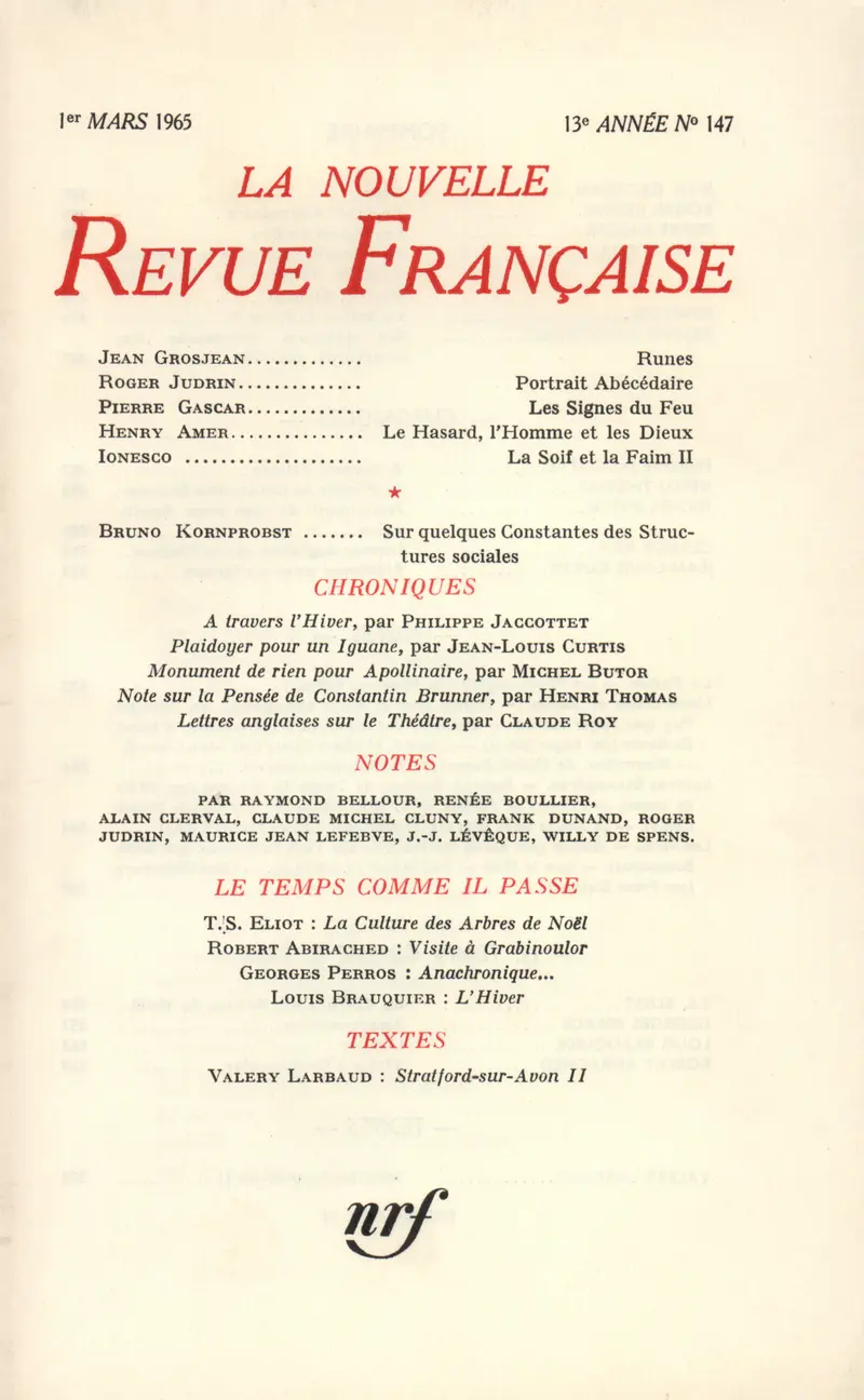 La Nouvelle Revue Française - Collectif