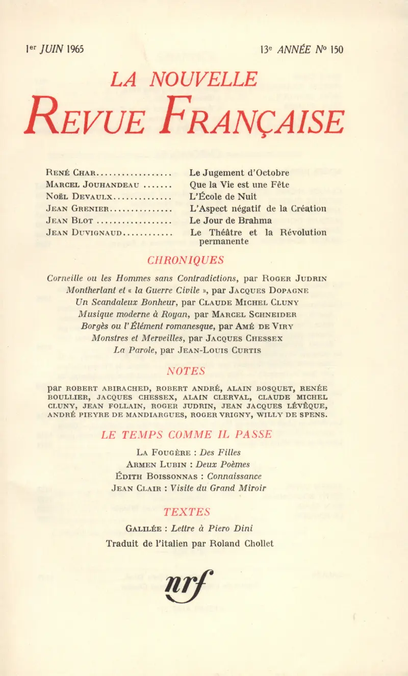 La Nouvelle Revue Française - Collectif