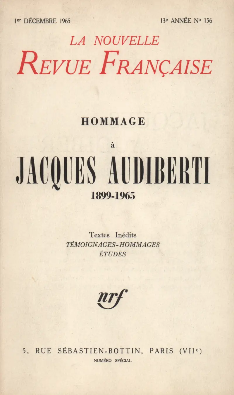 Hommage à Jacques Audiberti - Collectif
