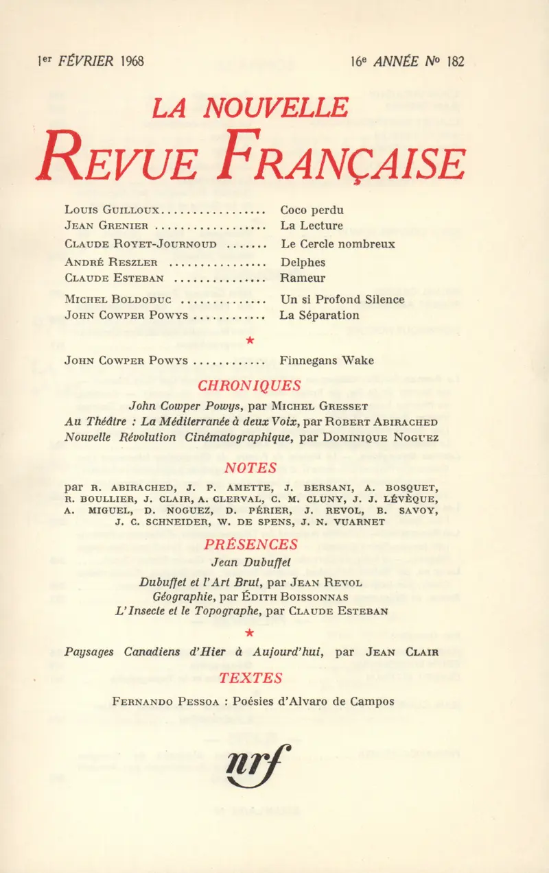 La Nouvelle Revue Française - Collectif