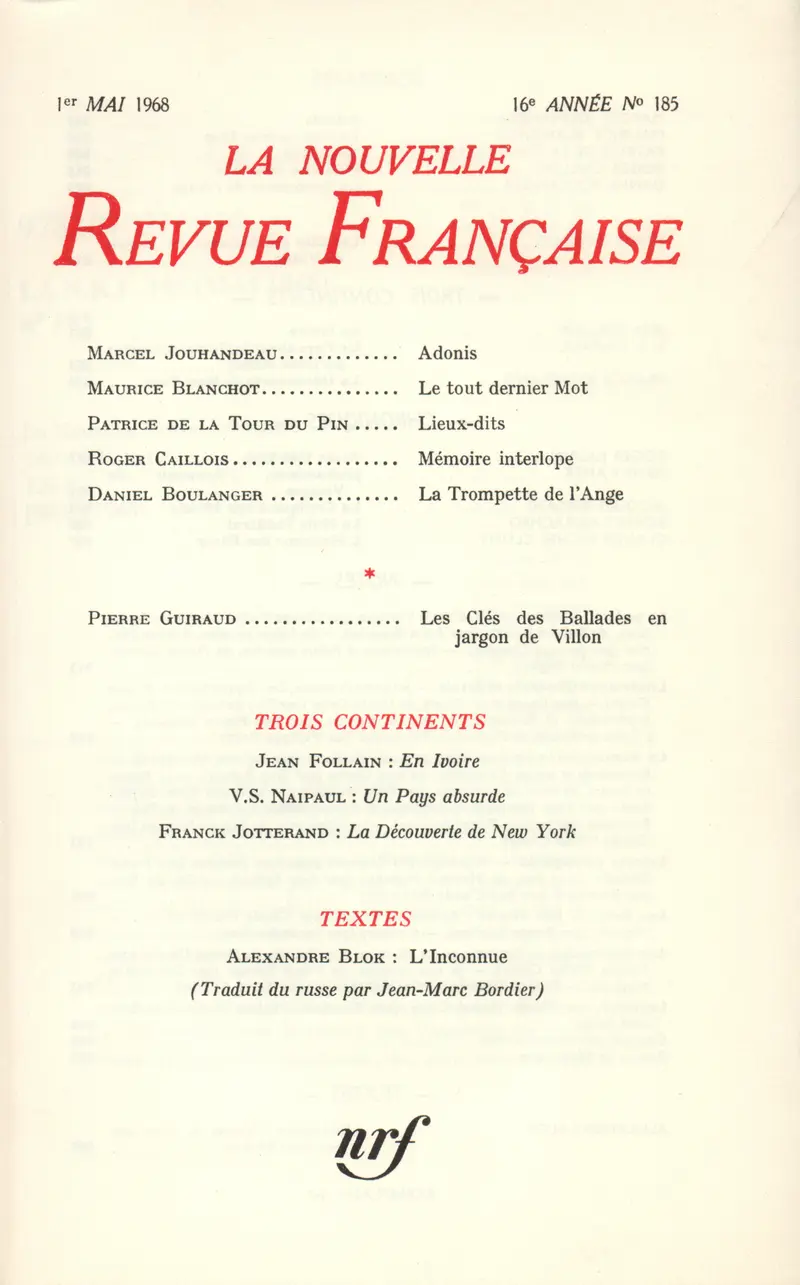 La Nouvelle Revue Française - Collectif
