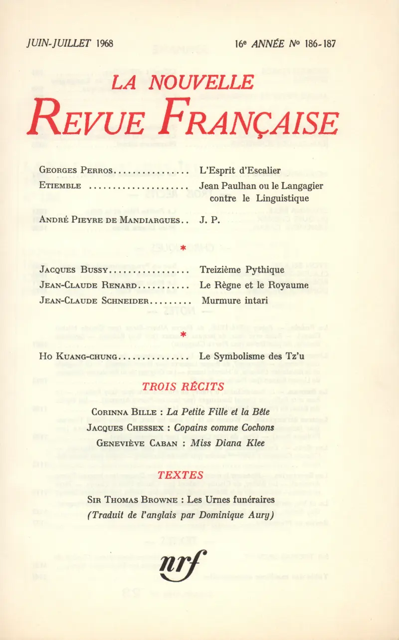 La Nouvelle Revue Française - Collectif