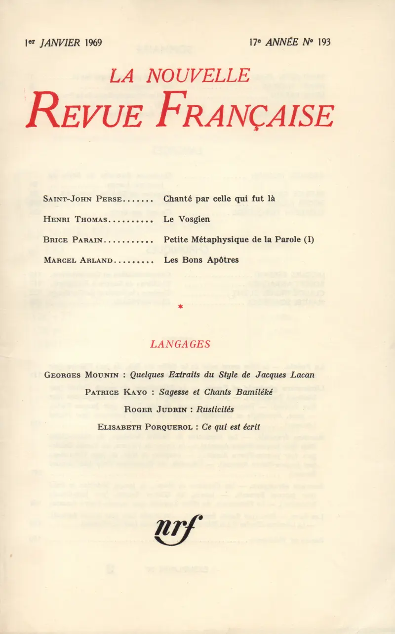La Nouvelle Revue Française - Collectif