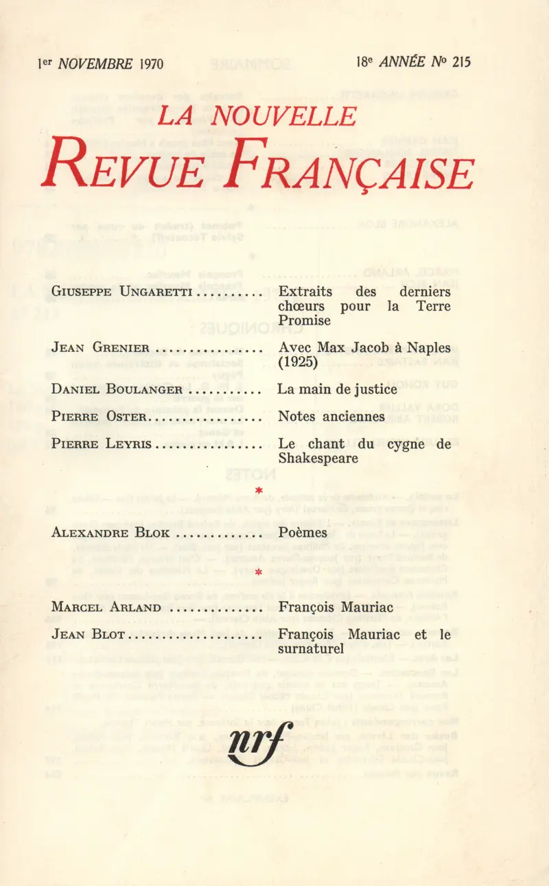 La Nouvelle Revue Française - Collectif