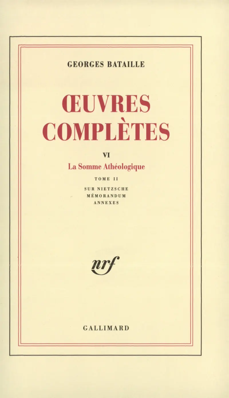Œuvres complètes - 6 - Georges Bataille