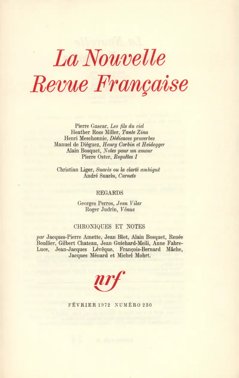 La Nouvelle Revue Française - Collectif