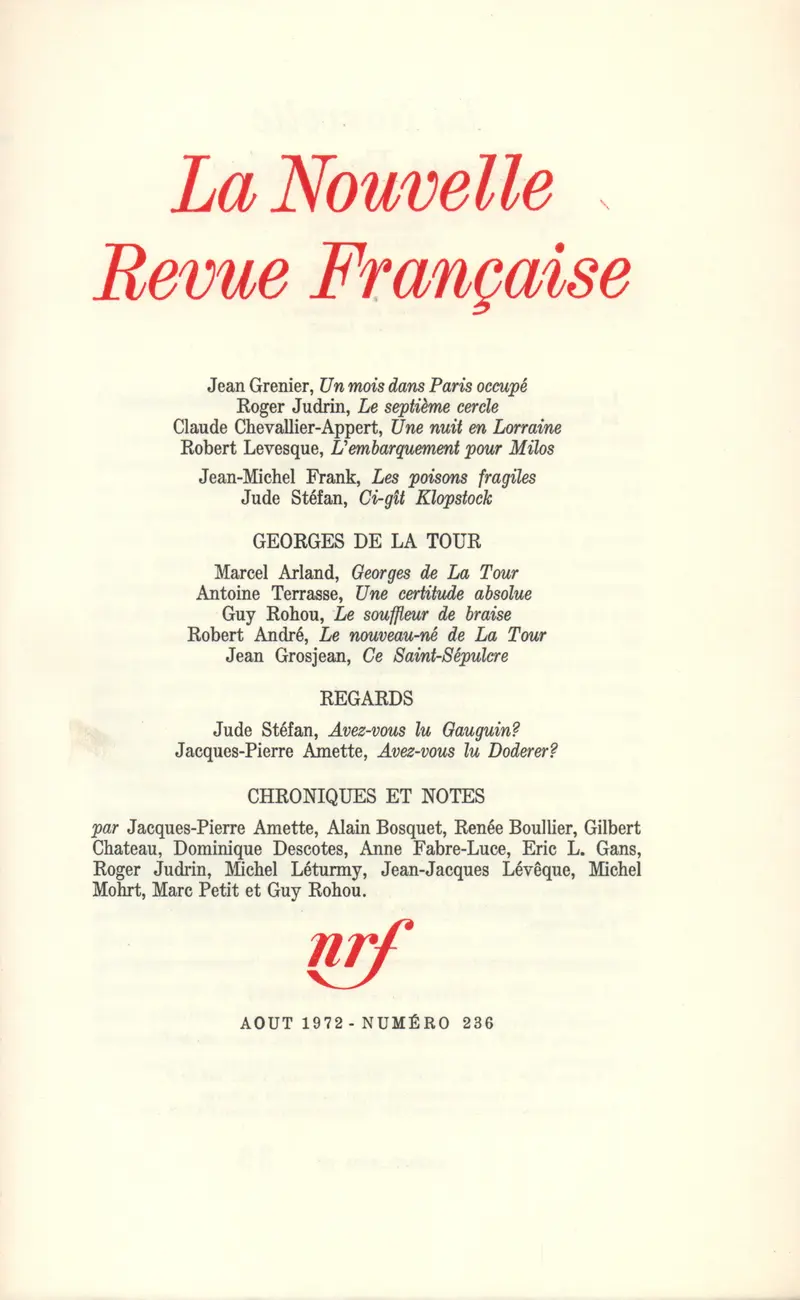 La Nouvelle Revue Française - Collectif