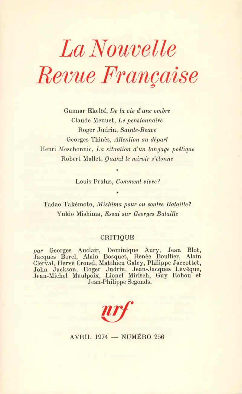La Nouvelle Revue Française - Collectif