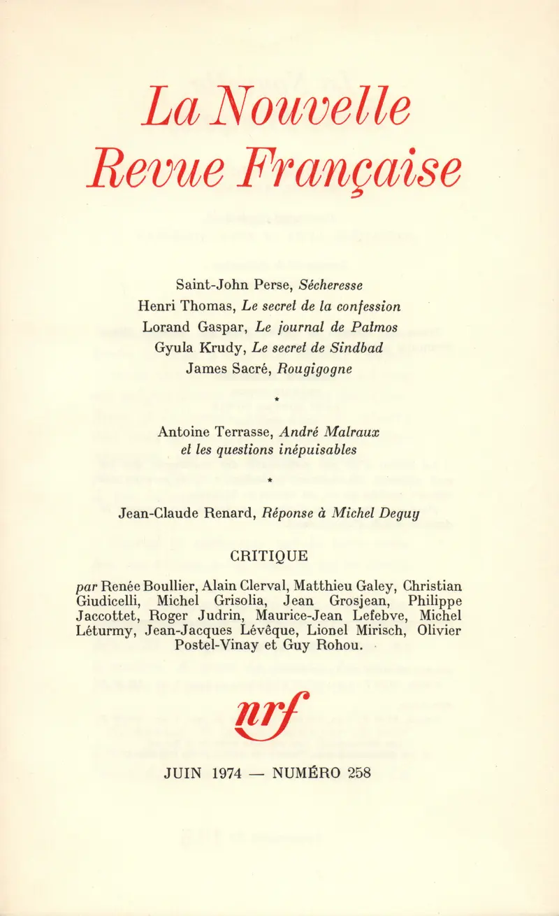 La Nouvelle Revue Française - Collectif