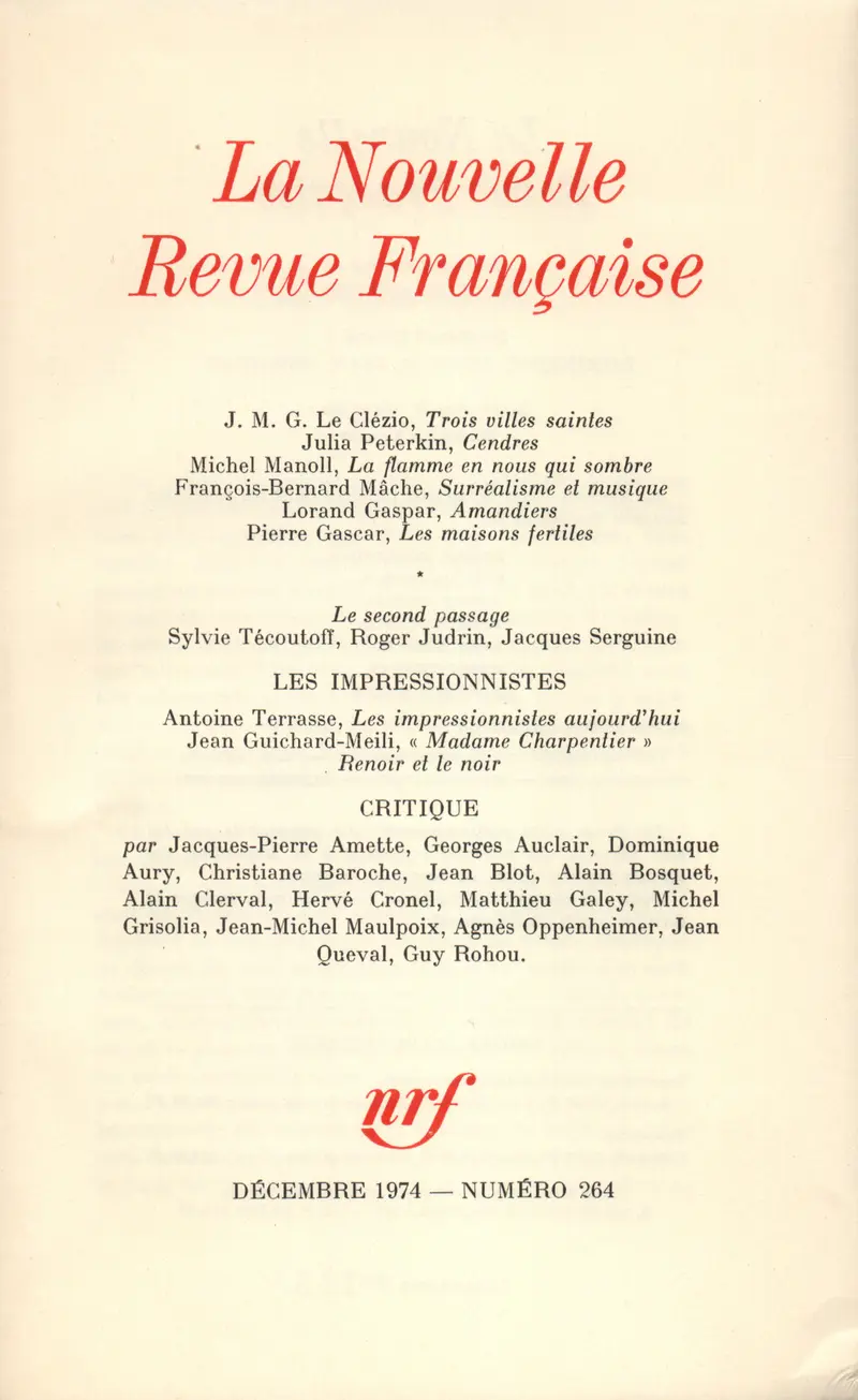 La Nouvelle Revue Française - Collectif