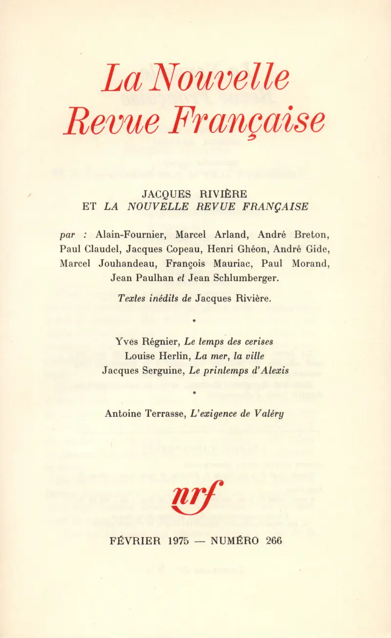 La Nouvelle Revue Française - Collectif