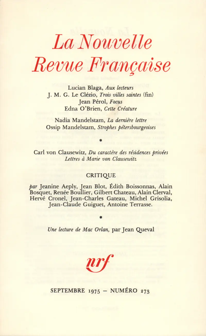 La Nouvelle Revue Française - Collectif