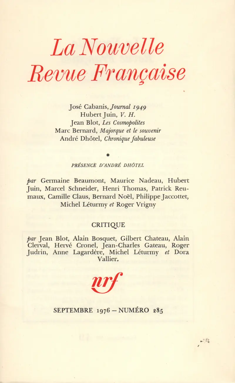 La Nouvelle Revue Française - Collectif