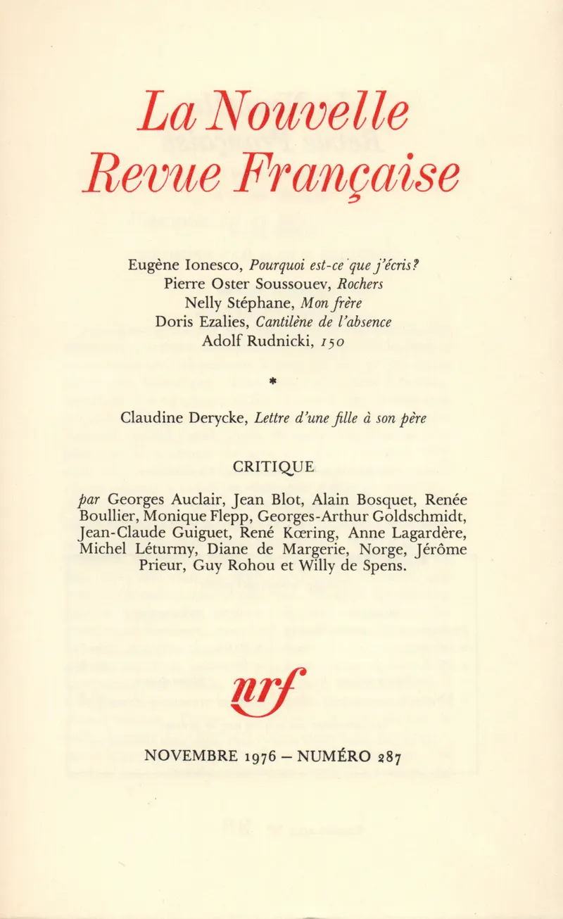 La Nouvelle Revue Française - Collectif