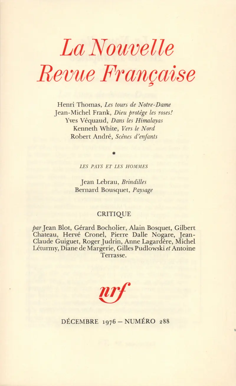 La Nouvelle Revue Française - Collectif