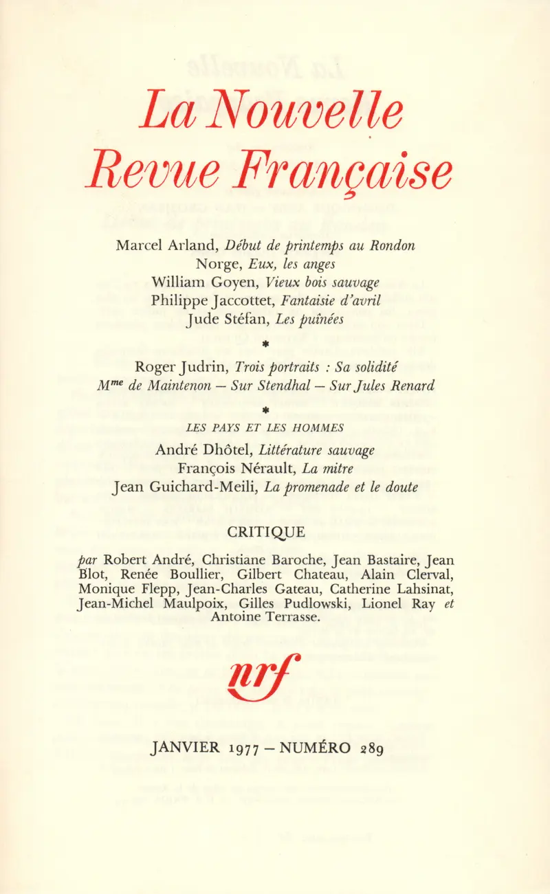 La Nouvelle Revue Française - Collectif