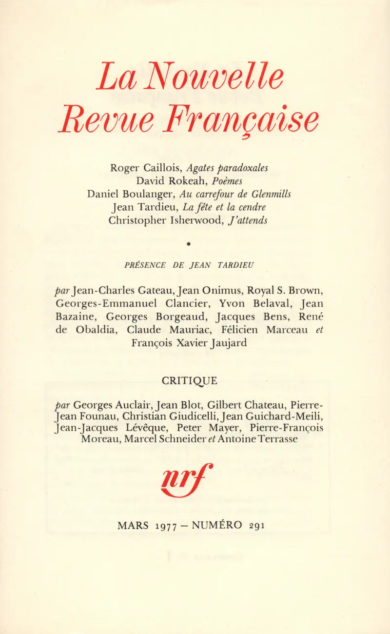 La Nouvelle Revue Française - Collectif