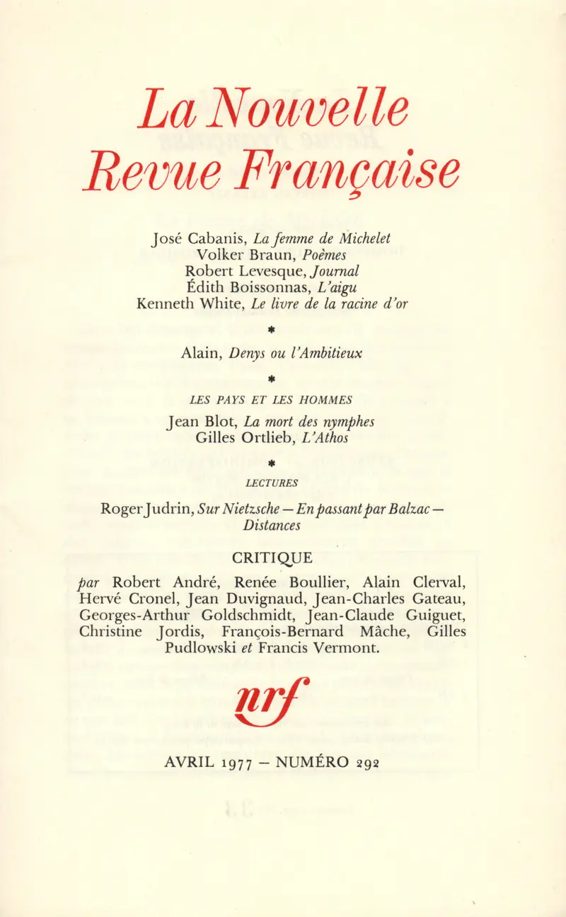 La Nouvelle Revue Française - Collectif