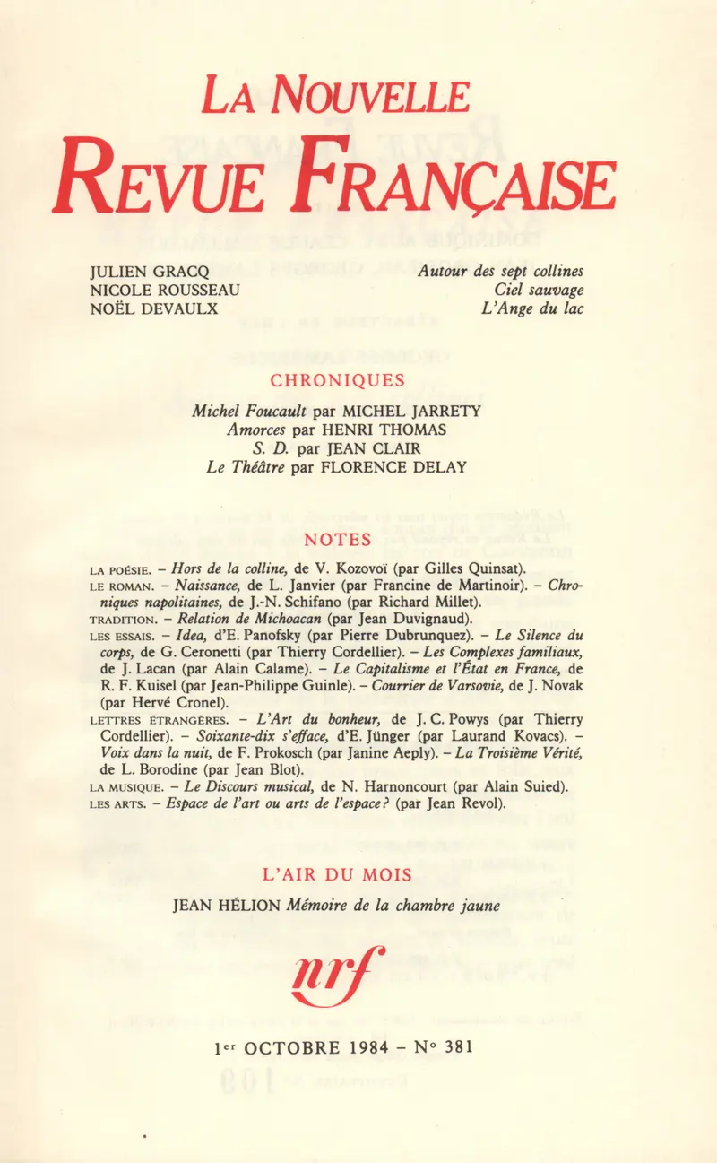 La Nouvelle Revue Française - Collectif