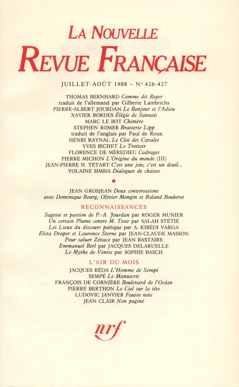 La Nouvelle Revue Française - Collectif
