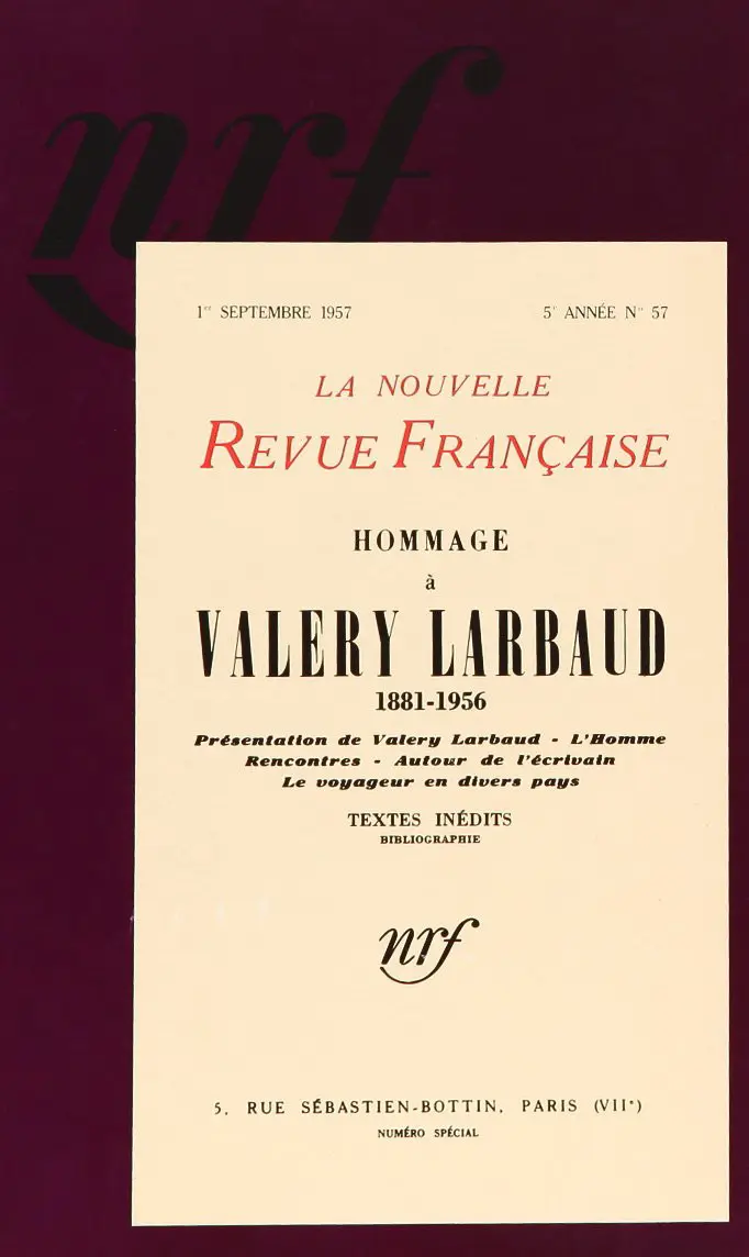 Hommage à Valery Larbaud - Collectif