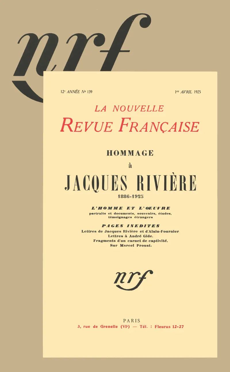 Hommage à Jacques Rivière - Collectif