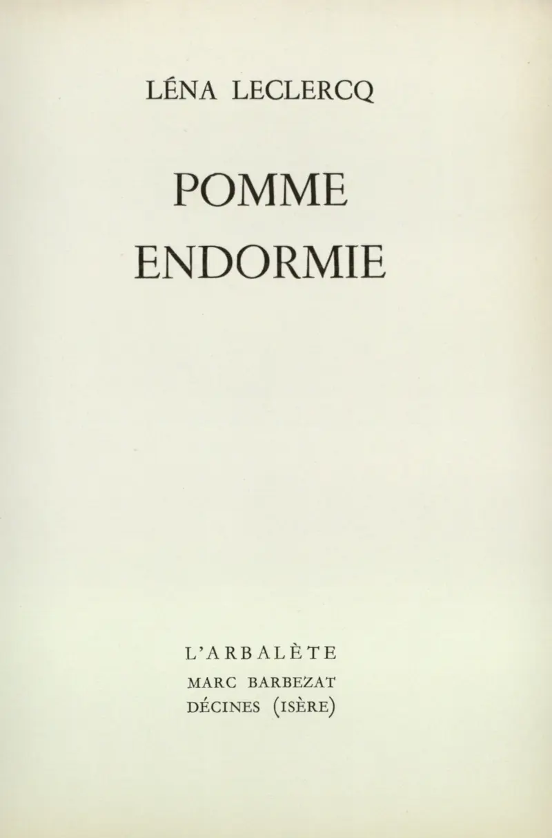 Pomme endormie - Léna Leclercq